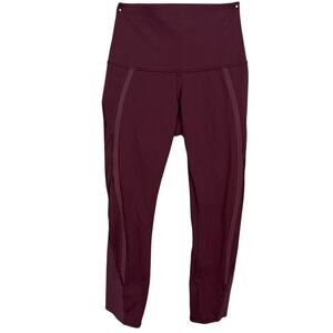 Lululemon Wunder Under Crop Leggings Bordeaux Drama Laser Cut Size 4 Rare
